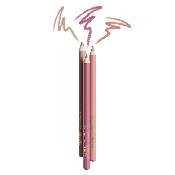 Моливи за устни с подхранващо действие с кокосово масло Mocha Mousse, Nude burgundy, OMG Nude | Nourishing lipliner pencils with coconut oil | SUGA BUBA