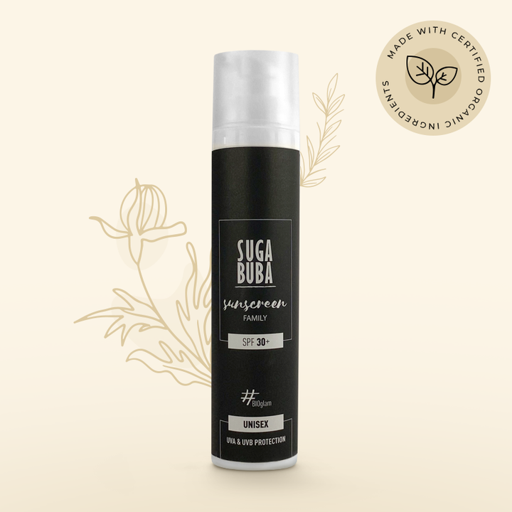 Био слънцезащитен лосион SPF 30+ унисекс kids & family Invisible zinc
Bio sunscreen unisex kids & family SPF 30+ with invisible zinc
SUGA BUBA