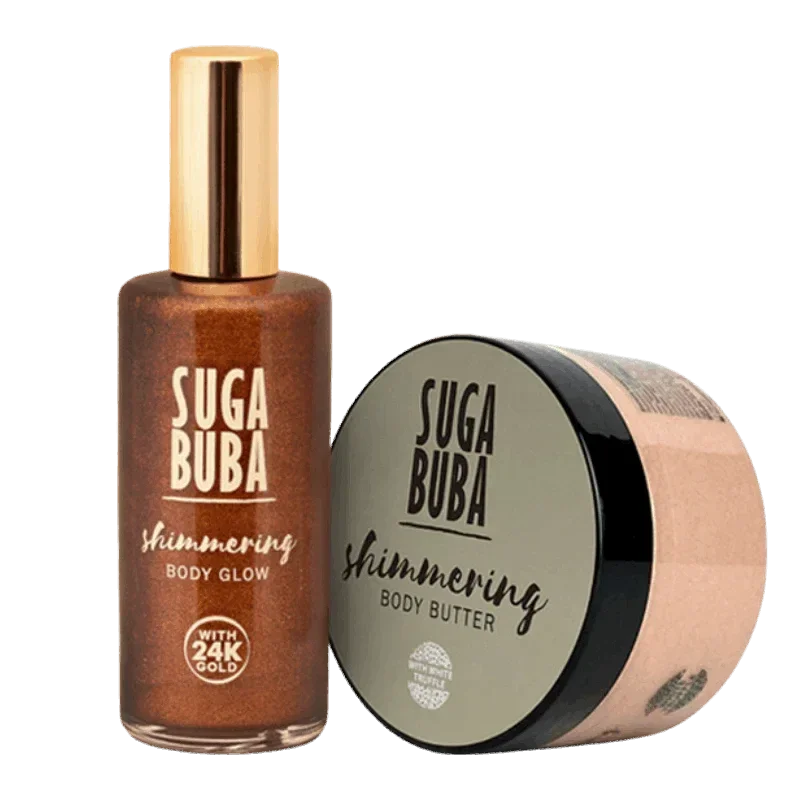летен комплект блестящ бътър за тяло с бял трюфел и блестящ бътър за тяло с бял трюфел

Summer Set Shimmering body glow 24K gold and Shimmering body butter with white truffle SUGA BUBA